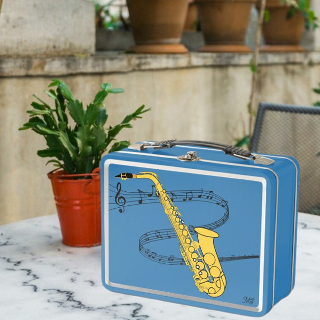 Lunch Box Dessin du personnel de musique torride saxophone | (Créateur téléchargé)