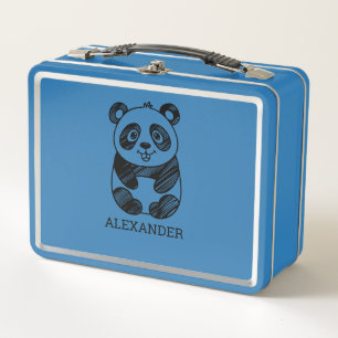 Lunch Box Dessin minimaliste de panda mignon en noir et blan