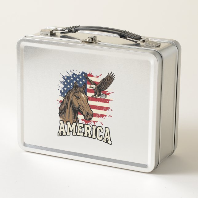 Lunch Box Dessin vectoriel patriotique de l'aigle de cheval  (Devant)