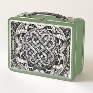 Lunch Box Détaillierte Schwarz-Weißer keltischer Knoten 0001