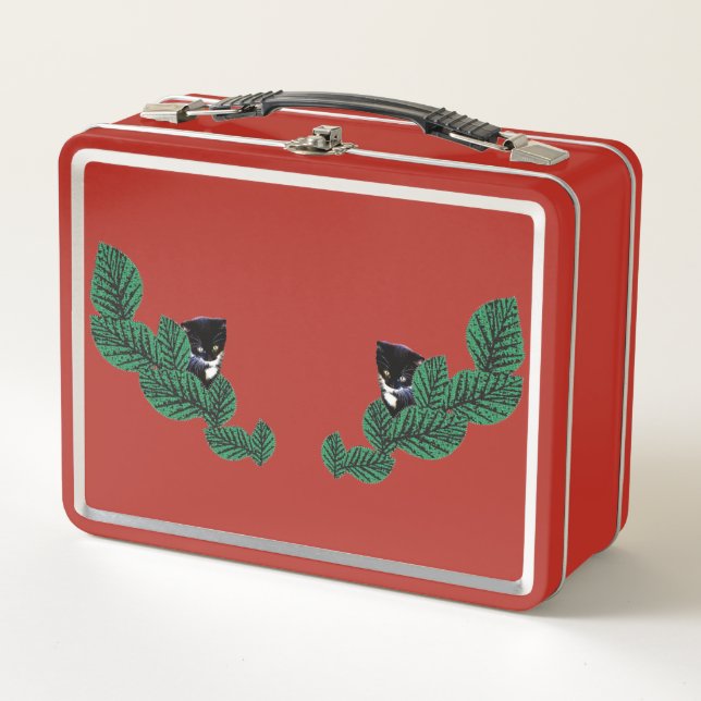 Lunch Box Deux chatons avec Feuille (Devant)