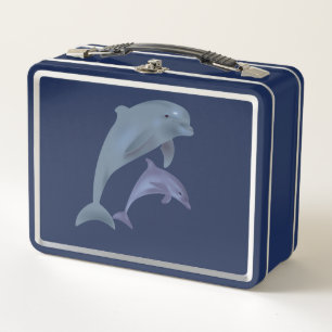 Lunch Box Deux dauphins tropicaux sautant les uns à côté des