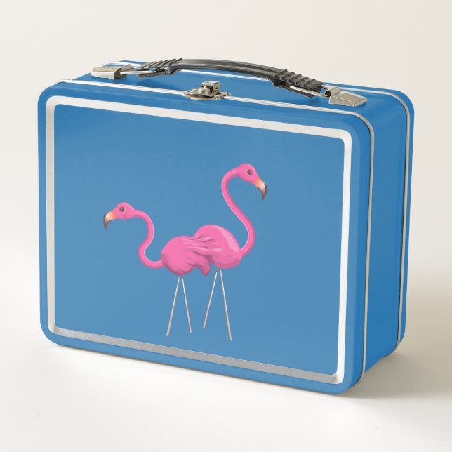 Lunch Box Deux Flamants roses roses ensemble (Devant)
