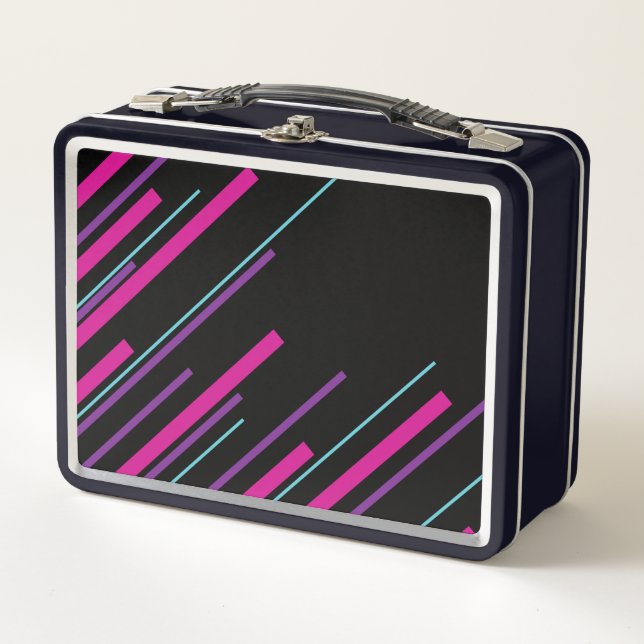 Lunch Box Diagonales - rose, violet, bleu et noir (Devant)