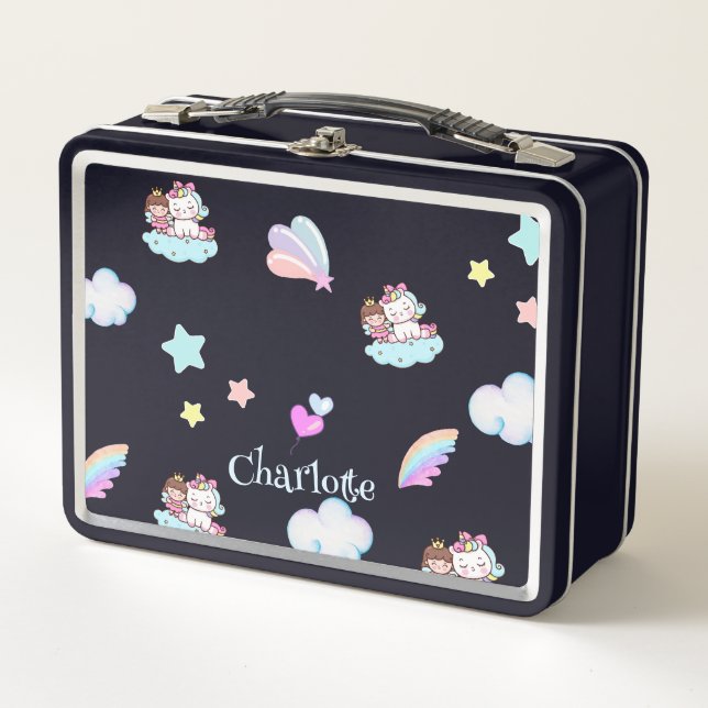 Lunch Box Diagramme motif de la princesse Unicorn magique (Devant)