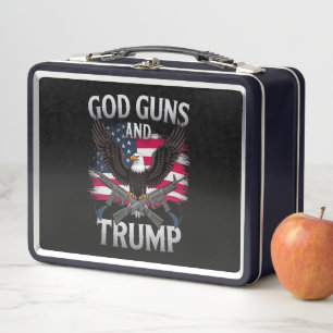 Lunch Box Dieu Armes Et Trump Aigle Drapeau Américain Vintag