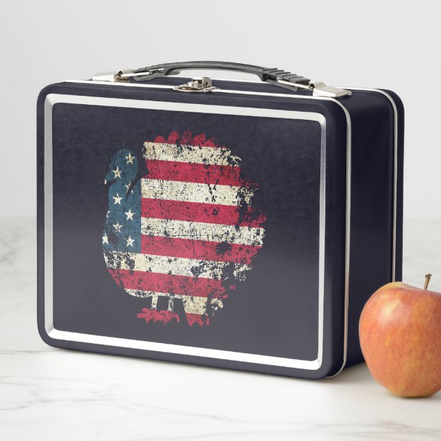 Lunch Box Dinde de Thanksgiving avec drapeau américain (En situation)
