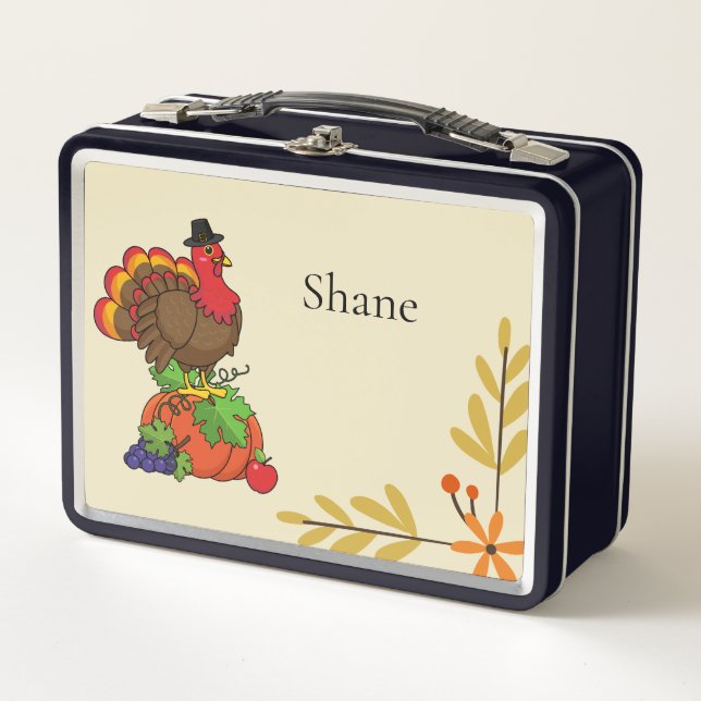 Lunch Box Dinde mignonne avec Action de grâce de récolte (Devant)