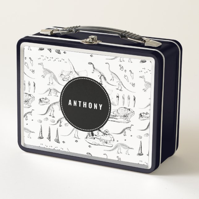 Lunch Box Dinosaur Os Fossiles Nom Personnalisé École (Devant)