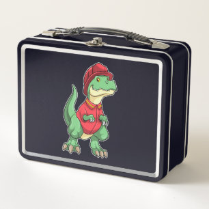 Lunch Box Dinosaure comme pompier avec casque d'incendie