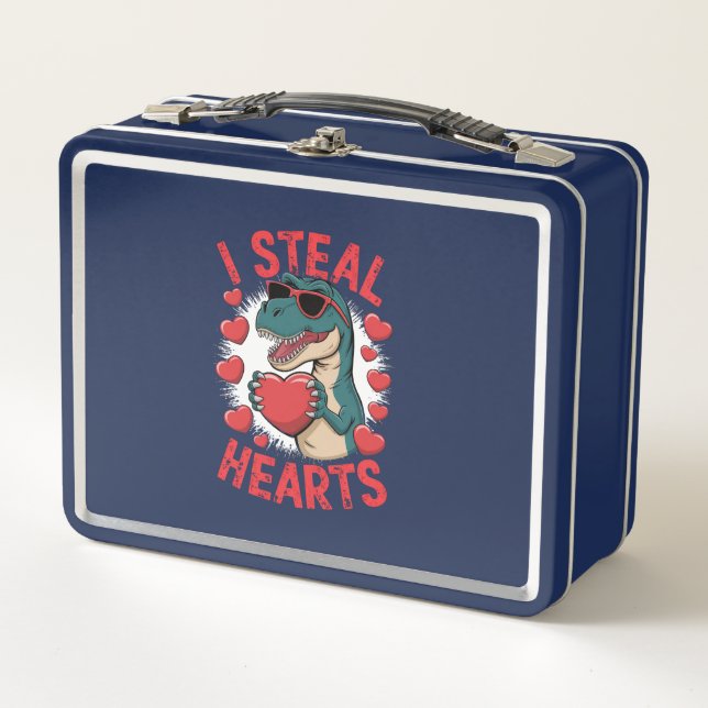 Lunch Box Dinosaure de la Saint-Valentin Je vole les cœurs A (Devant)