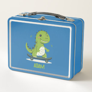 Lunch Box Dinosaure De Skateboard Amusant Avec Nom Enfants