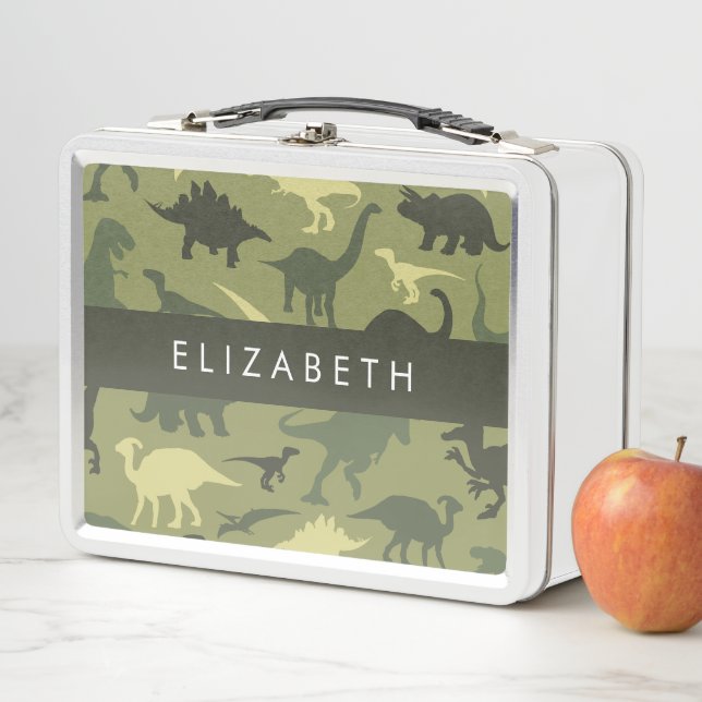Lunch Box Dinosaure Motif, Dinosaur Silhouette, Votre Nom (En situation)