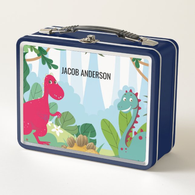 Lunch Box Dinosaure personnalisé Retour à l'école Nom (Devant)