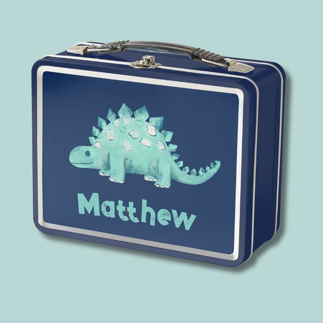 Lunch Box Dinosaure Stégosaure Nommé Enfants (Stegosaurus dinosaur lunchbox with personalized name)