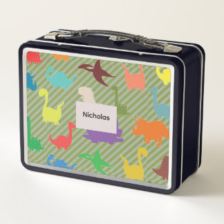 Lunch Box Dinosaures colorés mignons sur des rayures