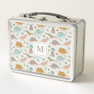 Lunch Box Dinosaures Enfants Dessinés à la Main Boho Monogra