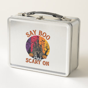 Lunch Box Dis Boo Halloween effrayant Maison hantée Chat noi
