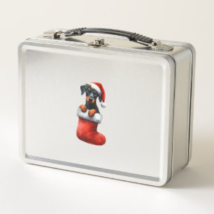 Lunch Box Doberman Pinscher Dans Le Choc Noël Noël Noël Noël