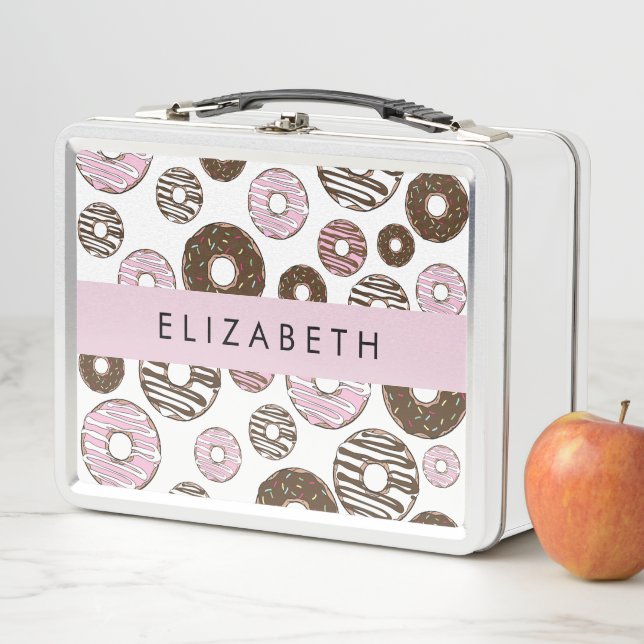 Lunch Box Donuts Roses, Donuts Brown, Sprinkings, Votre Nom (En situation)