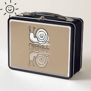 Lunch Box Doodle de réflexion de joli escargot marron Nom pe