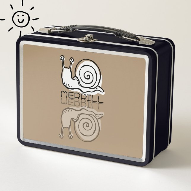 Lunch Box Doodle de réflexion de joli escargot marron Nom pe (Créateur téléchargé)