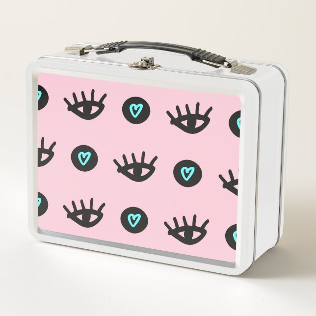Lunch Box Doodle Fille : Coeurs Des Yeux Sans Couleur. (Devant)