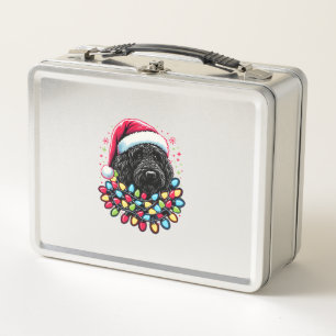 Lunch Box Doodle noir Labradoodle Noël Arbre de Noël Lumière
