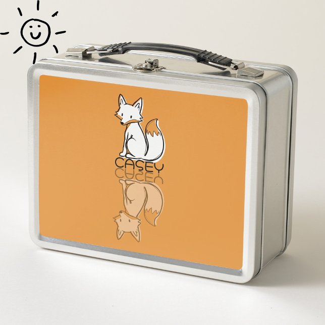 Lunch Box Doux Renard Orange Réflexion Doodle Nom Personnali (Créateur téléchargé)