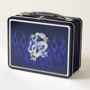 Lunch Box Dragon dans Chrome comme bleu Carbon Fiber Styles