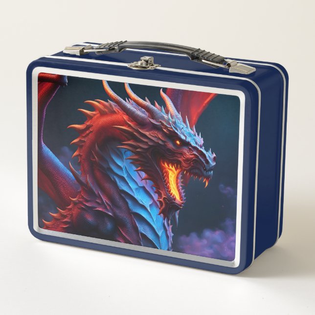 Lunch Box Dragon rouge et bleu (Devant)