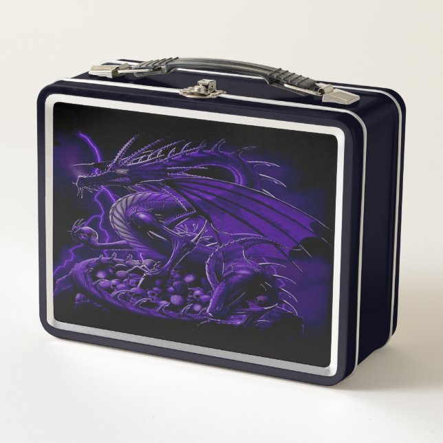 Lunch Box Dragon violet Imaginaire (Devant)