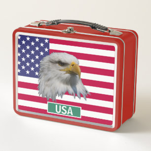 Lunch Box Drapeau américain avec aigle à tête blanche
