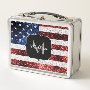 Lunch Box Drapeau américain rouge blanc brillant parties sci