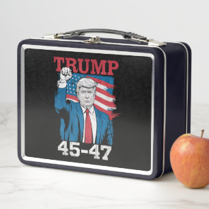 Lunch Box Drapeau américain Trump 45 47 Vintage Rétro USA