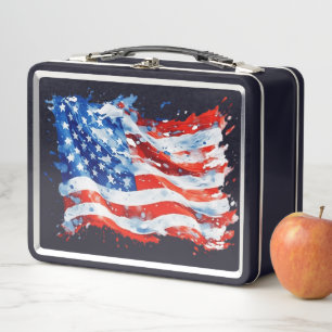 Lunch Box Drapeau américain USA Aquarelle 4 juillet