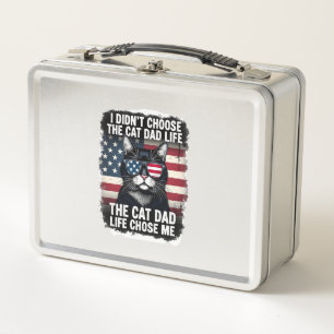 Lunch Box Drapeau américain vintage chat papa Fête des Pères