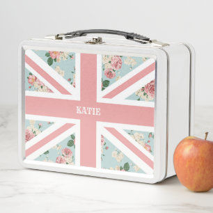Lunch Box Drapeau anglais d'Union Jack de roses