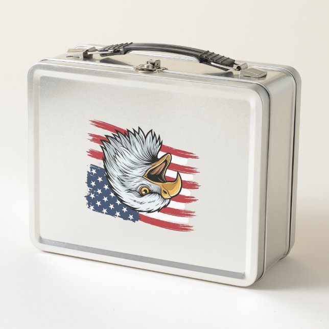 Lunch Box Drapeau d'aigle patriotique dessin vectoriel vinta (Devant)