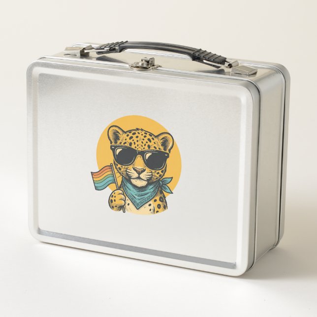 Lunch Box Drapeau de la fierté du léopard arc-en-ciel Design (Devant)