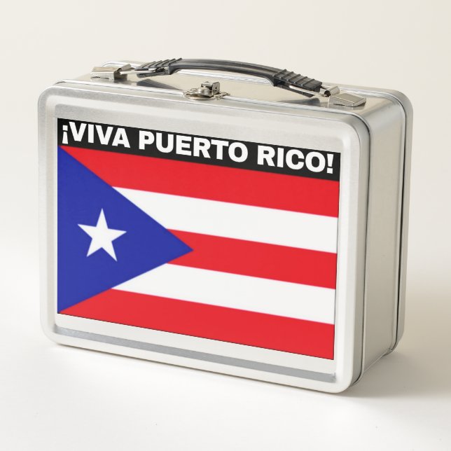 Lunch Box Drapeau de Porto Rico VIVA IMAGE POLICE BLANCHE (Devant)
