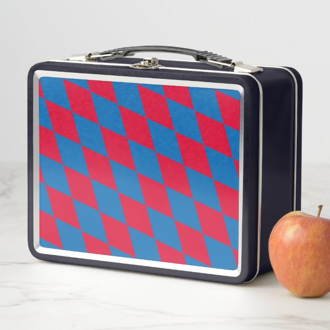 Lunch Box Drapeau diamant Bavière bleu et rouge Motif (En situation)