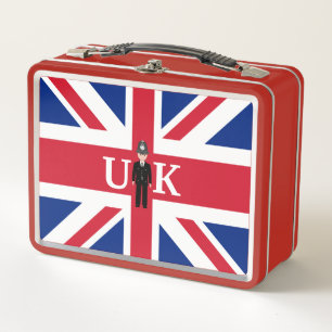 Lunch Box Drapeau du Royaume-Uni avec policier et graphique 