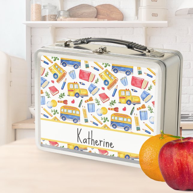 Lunch Box Drôle autocar école retour à l'école modèle de nom (Créateur téléchargé)