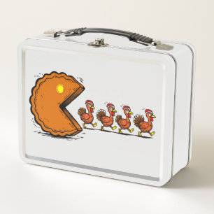 Lunch Box Drole de dinde mangeant de la tarte de Thanksgivin