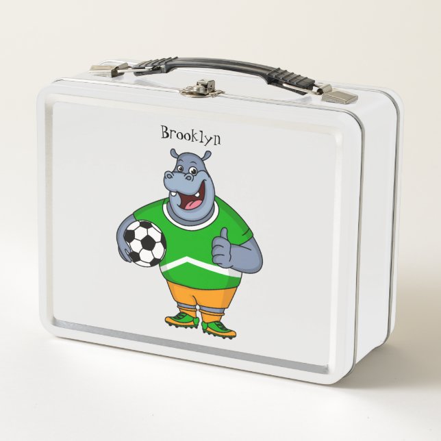 Lunch Box Drôle de joueur de football hippo dessin humoristi (Devant)