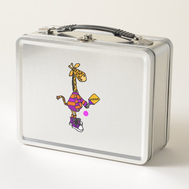 Lunch Box Drôle Giraffe Jouer Pickleball (Devant)