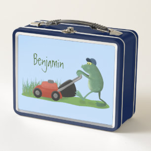 Lunch Box Drôle grenouille verte tondre la pelouse dessin