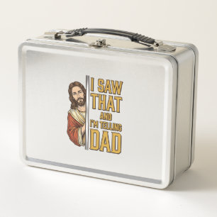 Lunch Box Drôle Jésus J'ai Vu Ça et Je Le Dis à Papa Design_