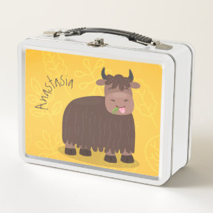 Lunch Box Drôle joyeux yak mangeant de l'herbe dessin d'illu